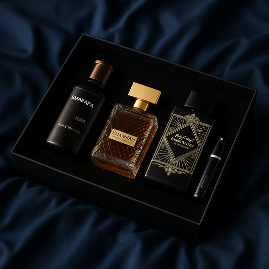 Promo Caballero Premium (Bharara King, Khamrah, Orientica Oud Saffron – 100 ml c/u)